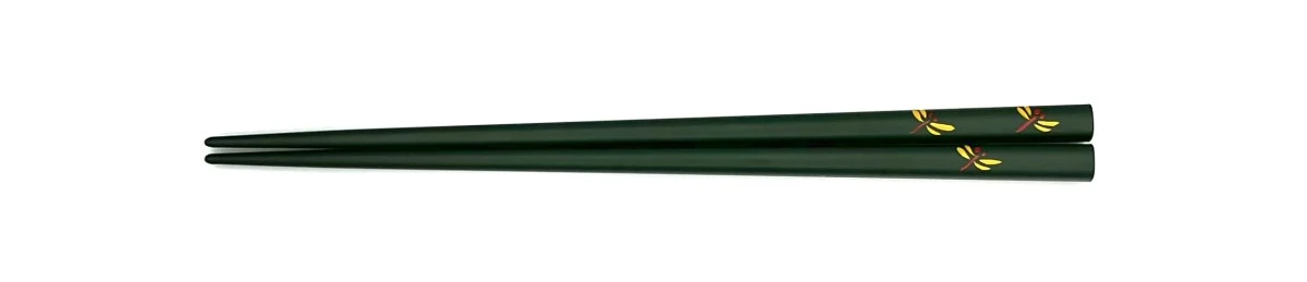 川連塗箸　トンボ　緑　18cm