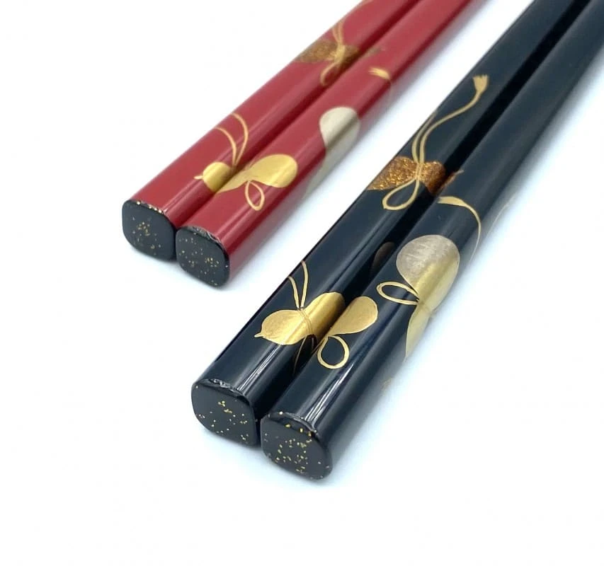 【送料無料】山中塗　六瓢蒔絵　夫婦箸セット【桐箱入】 2枚目
