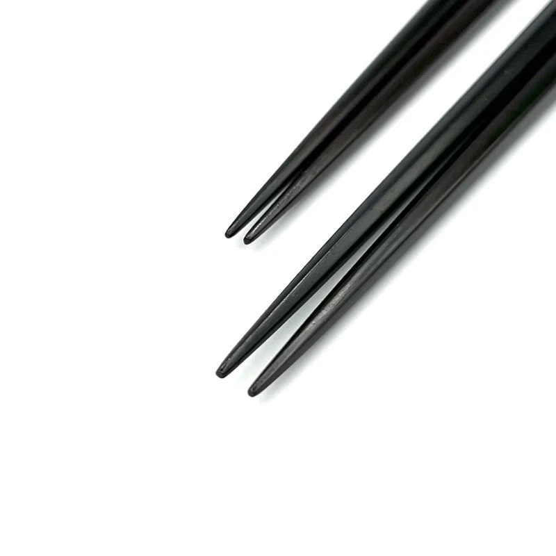 【送料無料】山中塗　縞黒檀六角持ち手六角天三角削り青貝貼り　夫婦箸セット【桐箱入】 1枚目