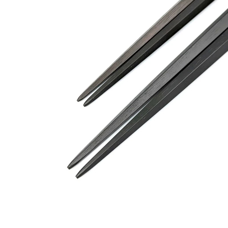 【送料無料】縞黒檀　五角　夫婦箸セット【桐箱入】 1枚目