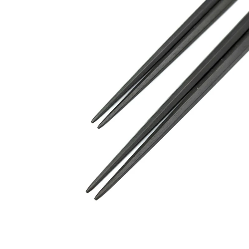【送料無料】縞黒檀　七角　夫婦箸セット【桐箱入】 1枚目