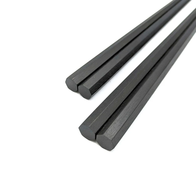 【送料無料】縞黒檀　七角　夫婦箸セット【桐箱入】 2枚目