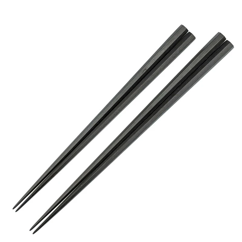 【送料無料】縞黒檀　七角　夫婦箸セット【桐箱入】 3枚目