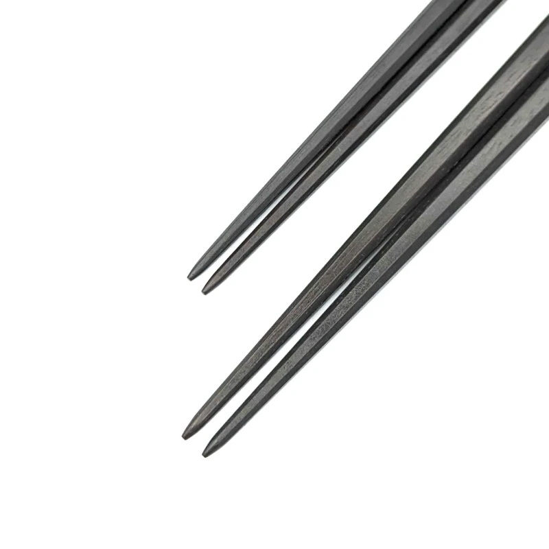 【送料無料】縞黒檀　四方面　夫婦箸セット【桐箱入】 1枚目