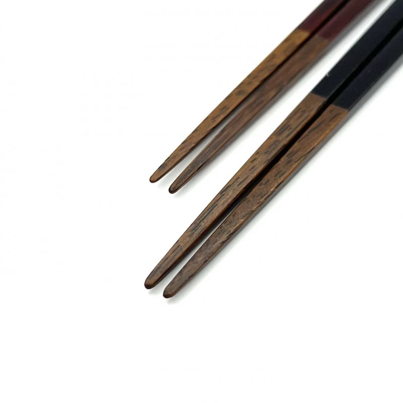 【送料無料】越前漆器　利休　黒溜　朱溜　夫婦箸セット【桐箱入】 1枚目