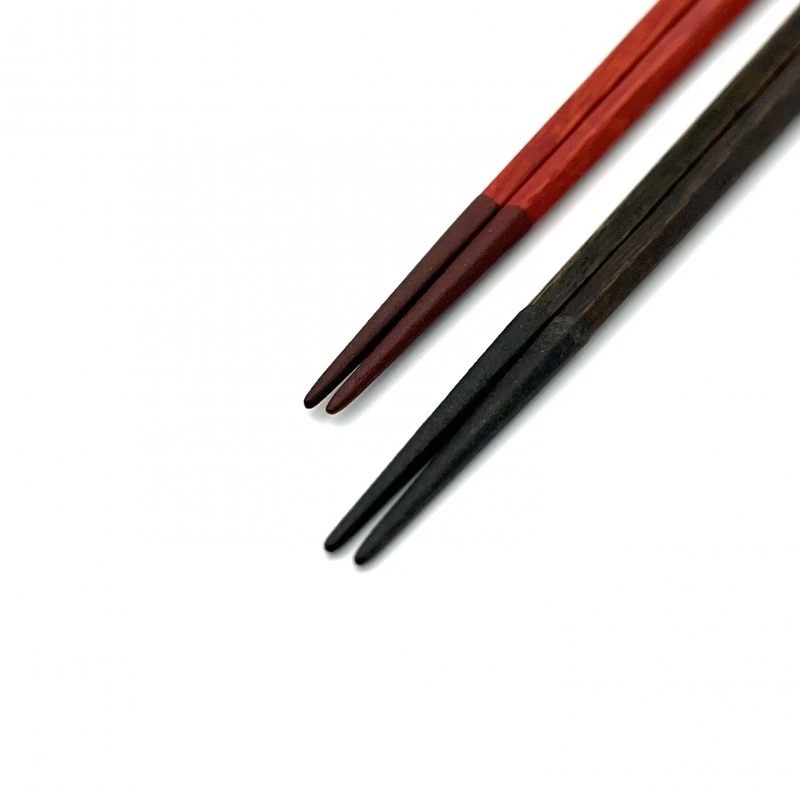 【送料無料】越前漆器　蒔地五角　夫婦箸セット【桐箱入】 1枚目