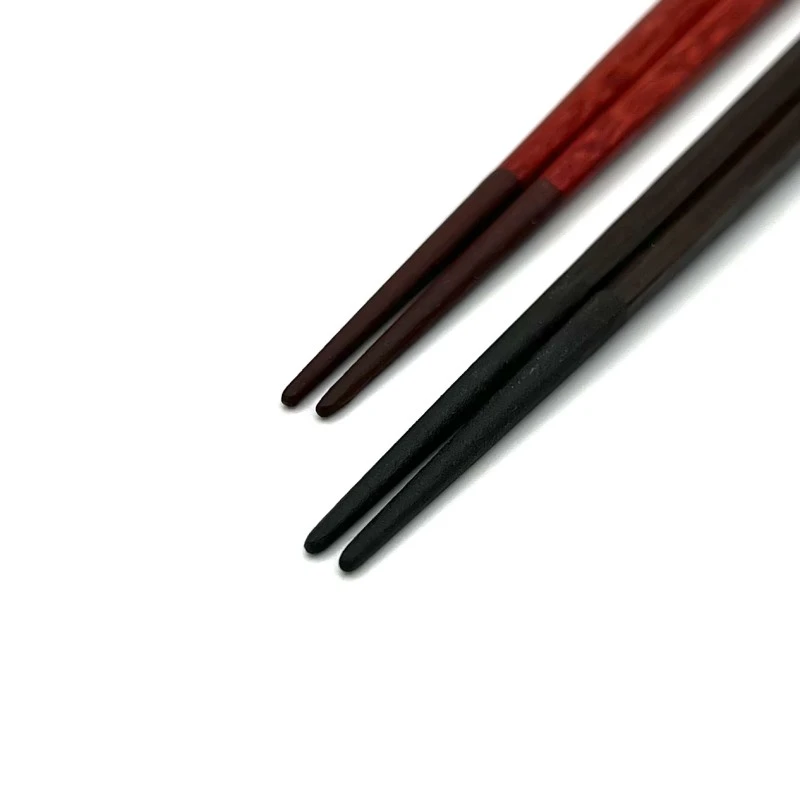 【送料無料】越前漆器　蒔地六角　夫婦箸セット【桐箱入】 1枚目