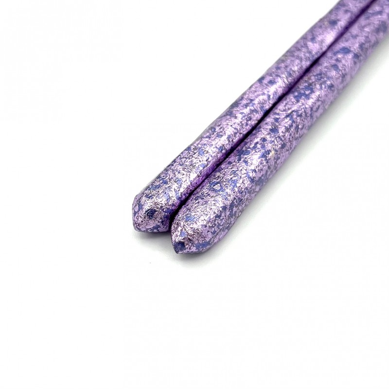 西陣模様箔　削り箸　紫（中） 2枚目