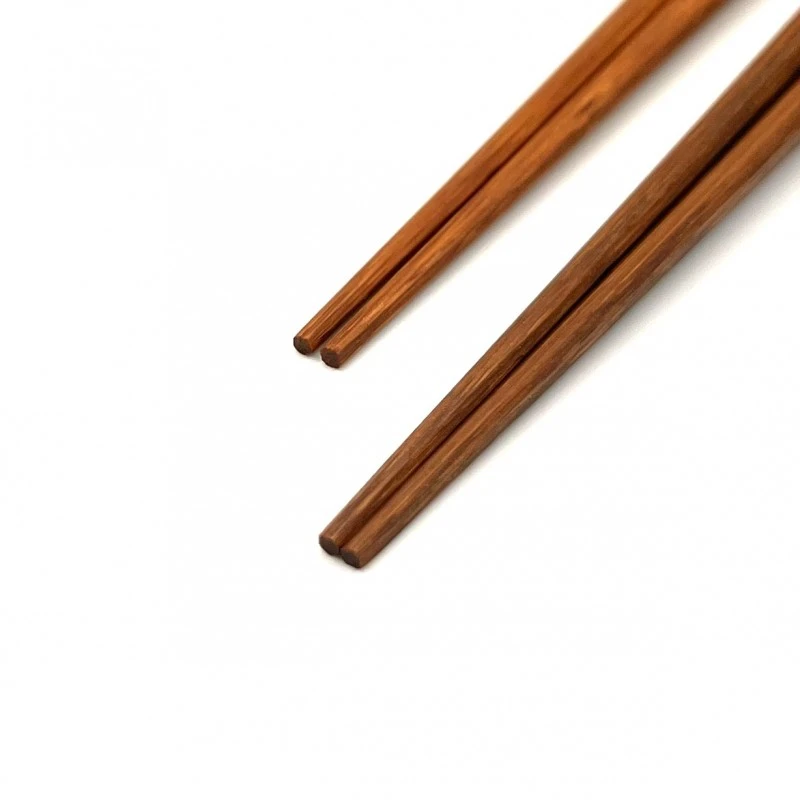 【送料無料】京銘竹　煤竹箸　八角グラデーション　利休・桃　夫婦箸セット【桐箱入】 1枚目