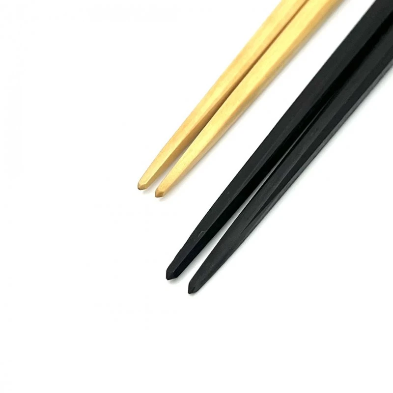 【送料無料】八角先角塗分　本黒檀　柘　夫婦箸セット【桐箱入】 1枚目