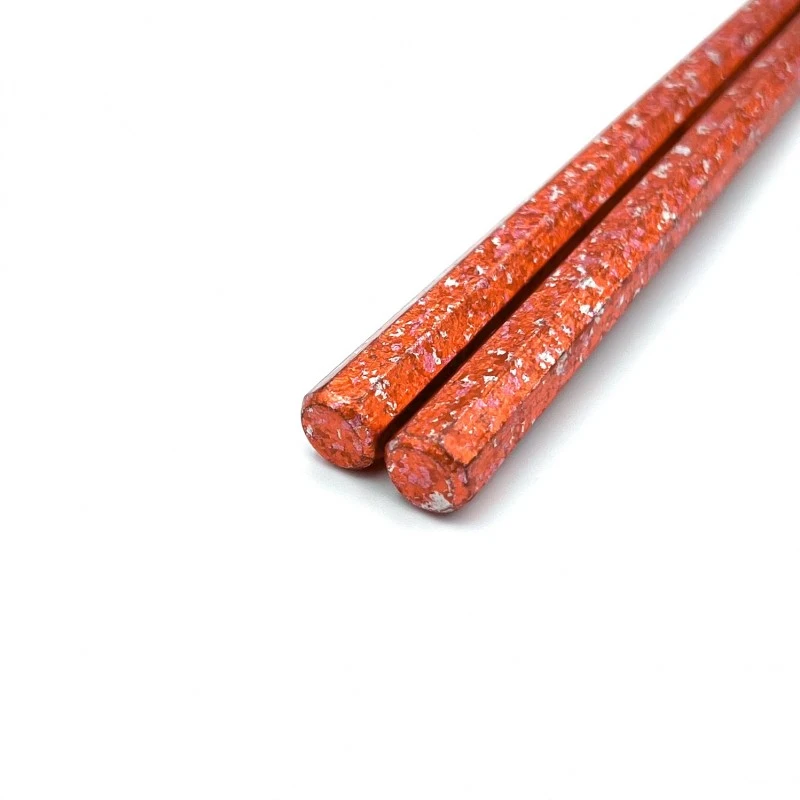 京西陣模様箔　八角箸　赤（中） 2枚目
