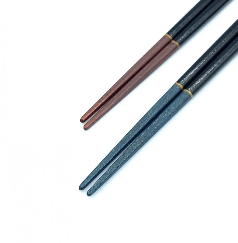 【送料無料】山中塗箸　宝石　クリソプレーズ　コモンオパール　夫婦箸セット【桐箱入】 1枚目