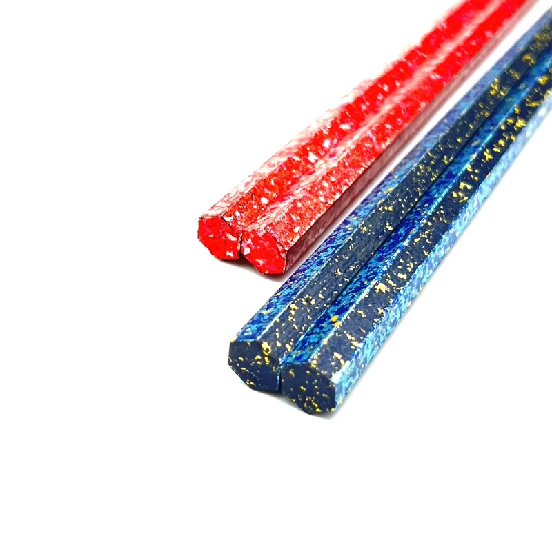 【送料無料】京西陣模様箔　六角箸　二色　夫婦箸箸セット【桐箱入】 2枚目