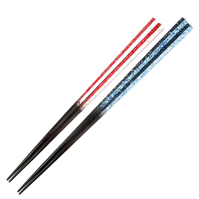 【送料無料】京西陣模様箔　六角箸　二色　夫婦箸箸セット【桐箱入】 3枚目