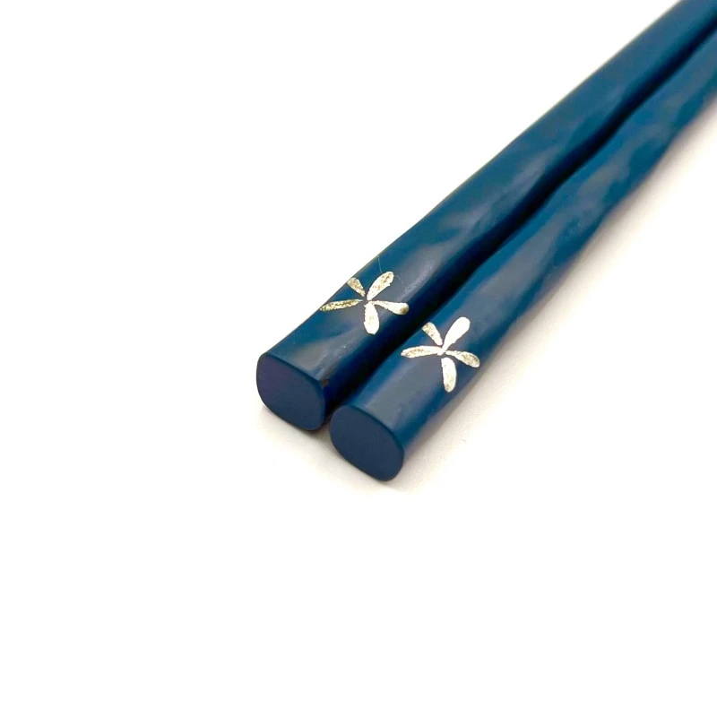 川連塗箸　銀の花　あさぎ（大） 2枚目