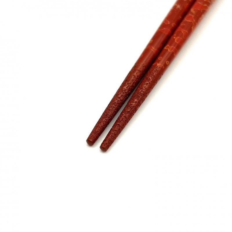 津軽塗利休箸　先乾漆　梨地　赤　（中） 1枚目