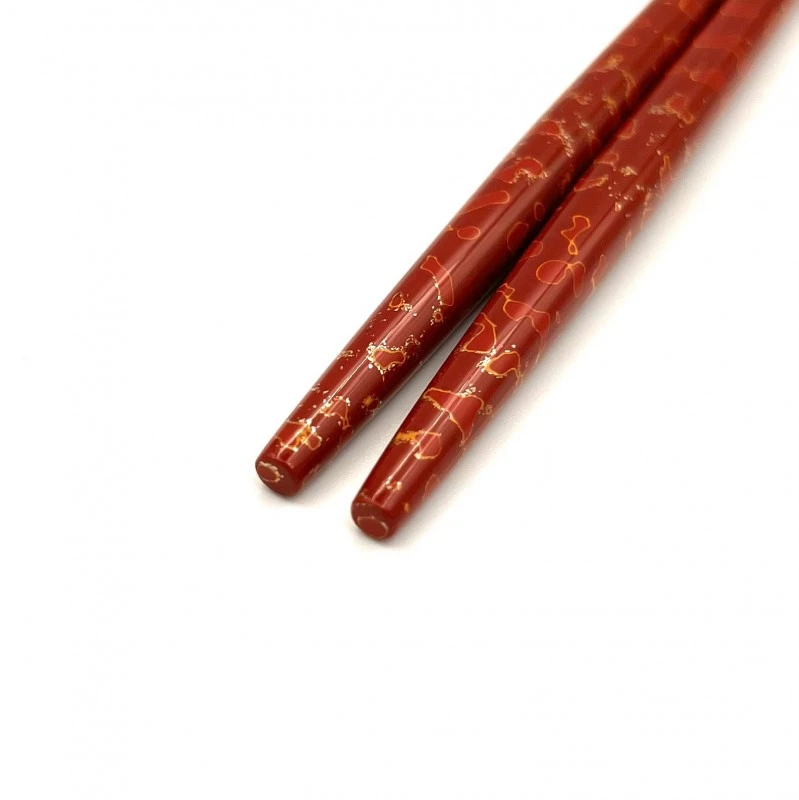 津軽塗利休箸　先乾漆　梨地　赤　（中） 2枚目