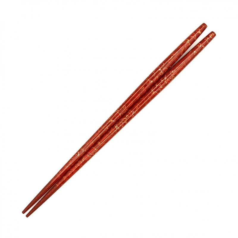津軽塗利休箸　先乾漆　梨地　赤　（中） 3枚目