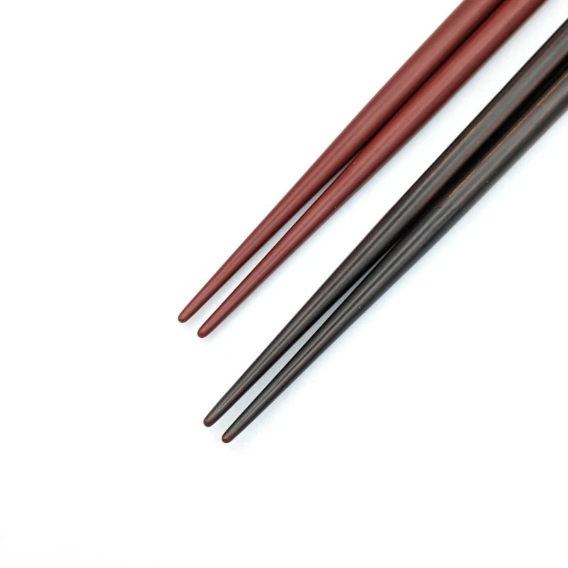 【送料無料】越前漆器　八角 溜・朱　夫婦箸セット【桐箱入】 1枚目