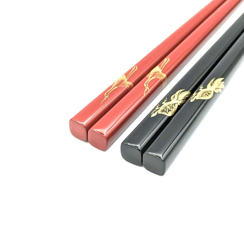 【送料無料】川連塗　沈金　鶴亀　夫婦箸セット【桐箱入】 2枚目