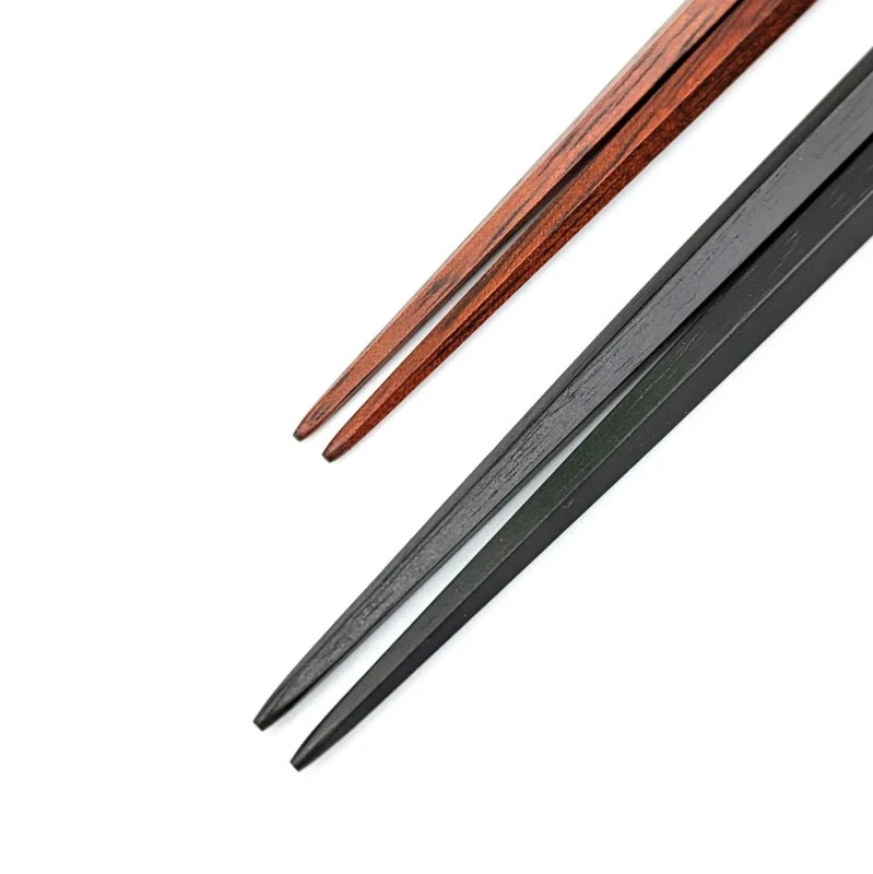 【送料無料】縞黒檀　サティーネ　五角　夫婦箸セット【桐箱入】 1枚目