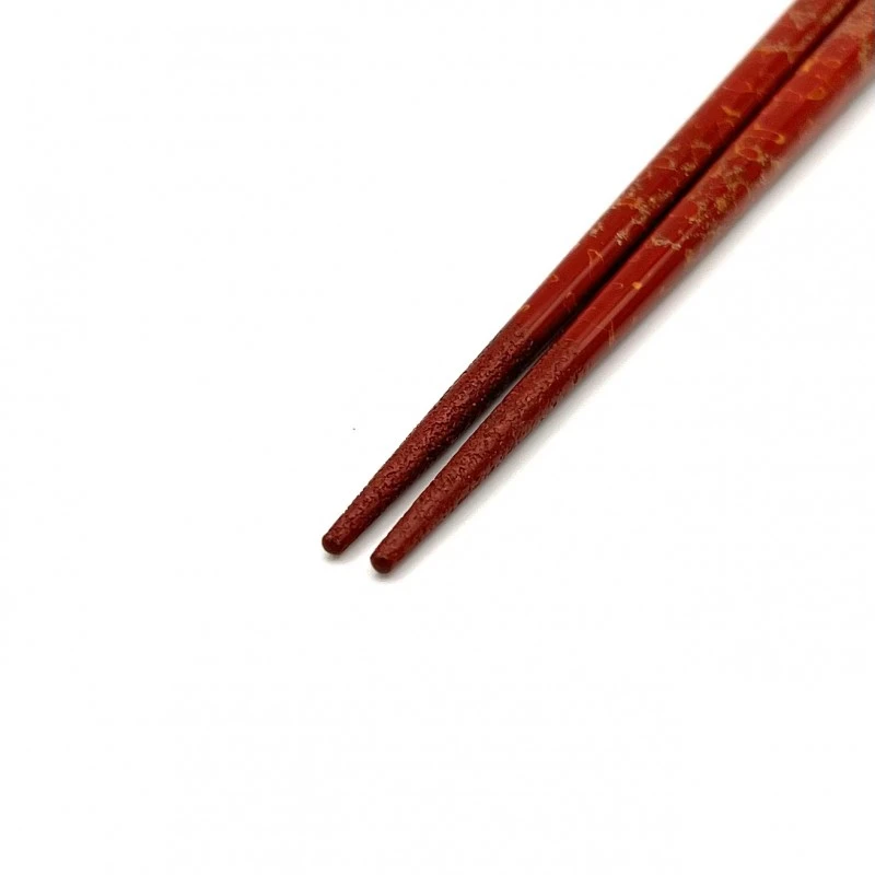 津軽塗箸 先乾漆 梨地塗 赤々（中） 1枚目