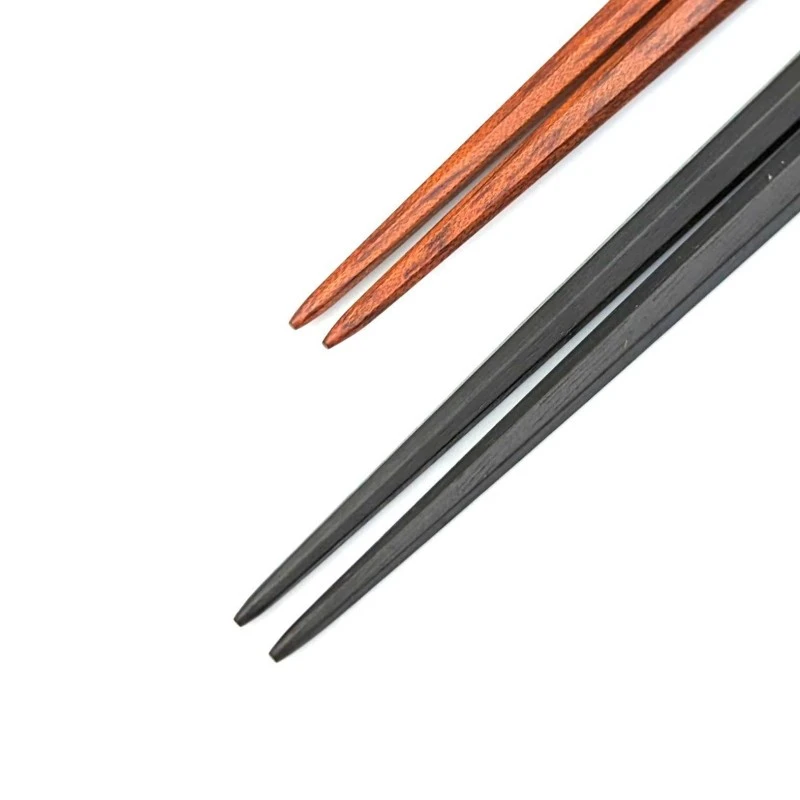 【送料無料】縞黒檀　サティーネ　七角　夫婦箸セット【桐箱入】 1枚目