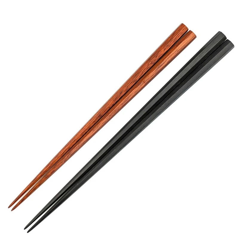 【送料無料】縞黒檀　サティーネ　七角　夫婦箸セット【桐箱入】 3枚目