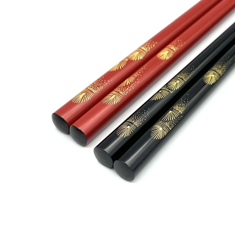 【送料無料】輪島塗　沈金箸　松 夫婦箸セット【桐箱入】 2枚目