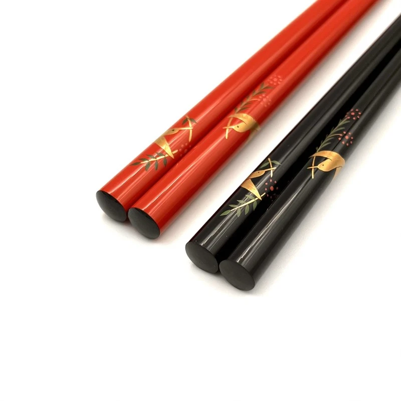 【送料無料】輪島塗　蒔絵箸　花摘鳥　夫婦箸セット【桐箱入】 2枚目