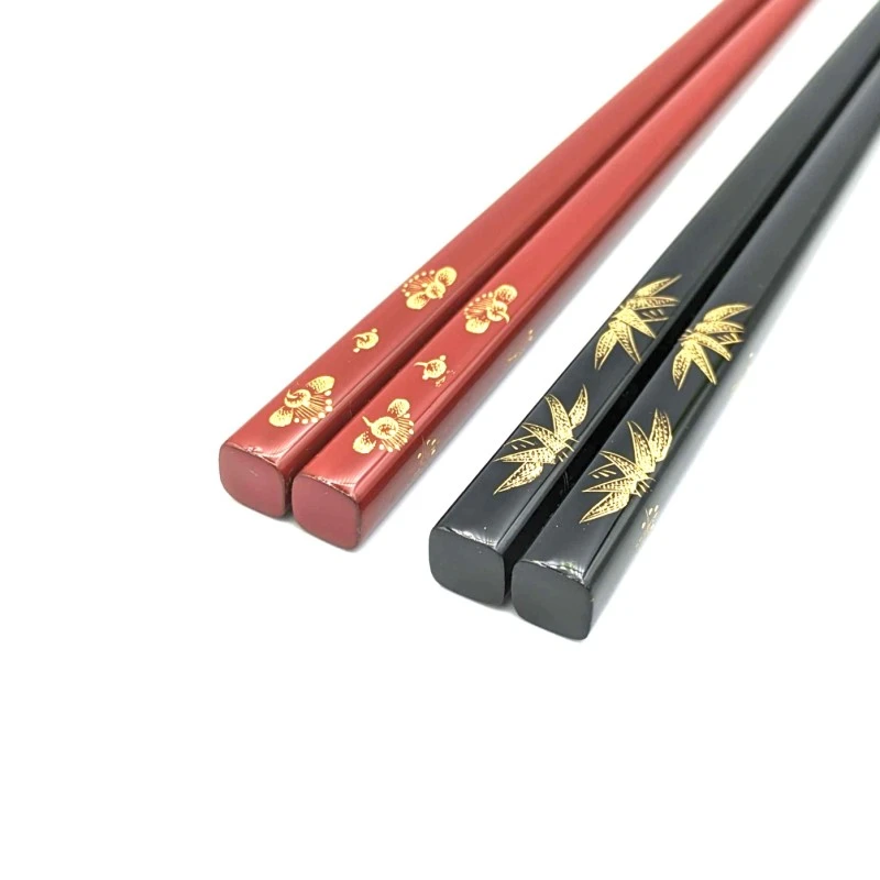 【送料無料】川連塗　沈金　松竹梅 夫婦箸セット【桐箱入】 2枚目