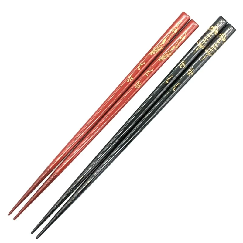 【送料無料】川連塗　沈金　鶴亀松葉　夫婦箸セット【桐箱入】 3枚目