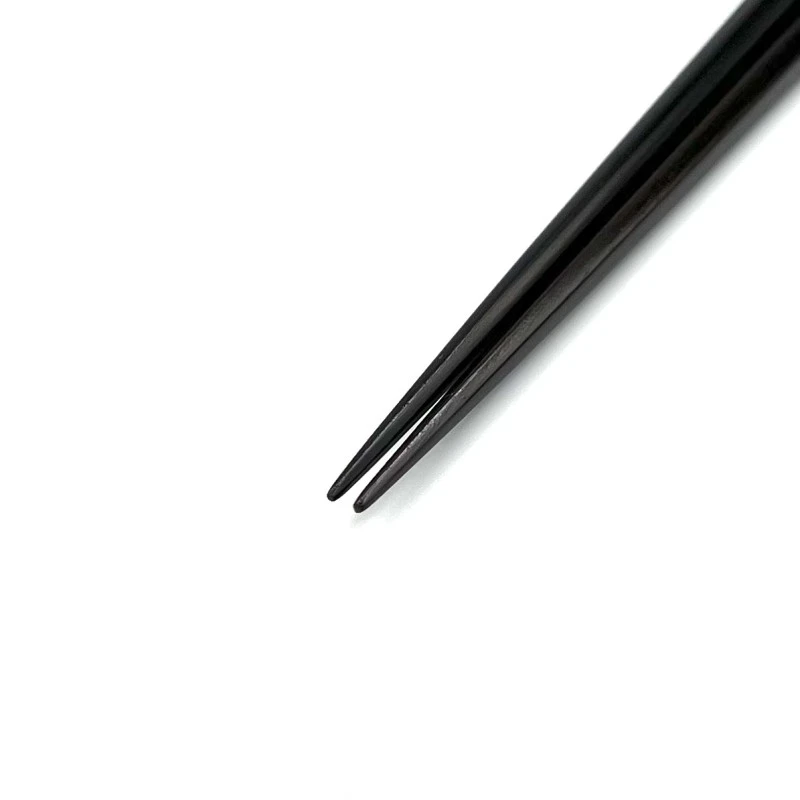 山中塗　縞黒檀六角持ち手六角天三角削り青貝貼り(中) 1枚目