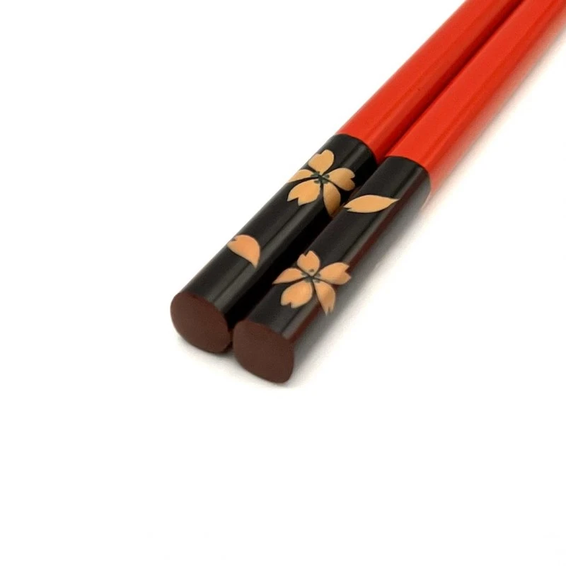会津塗箸　塗分　桜(朱) 2枚目