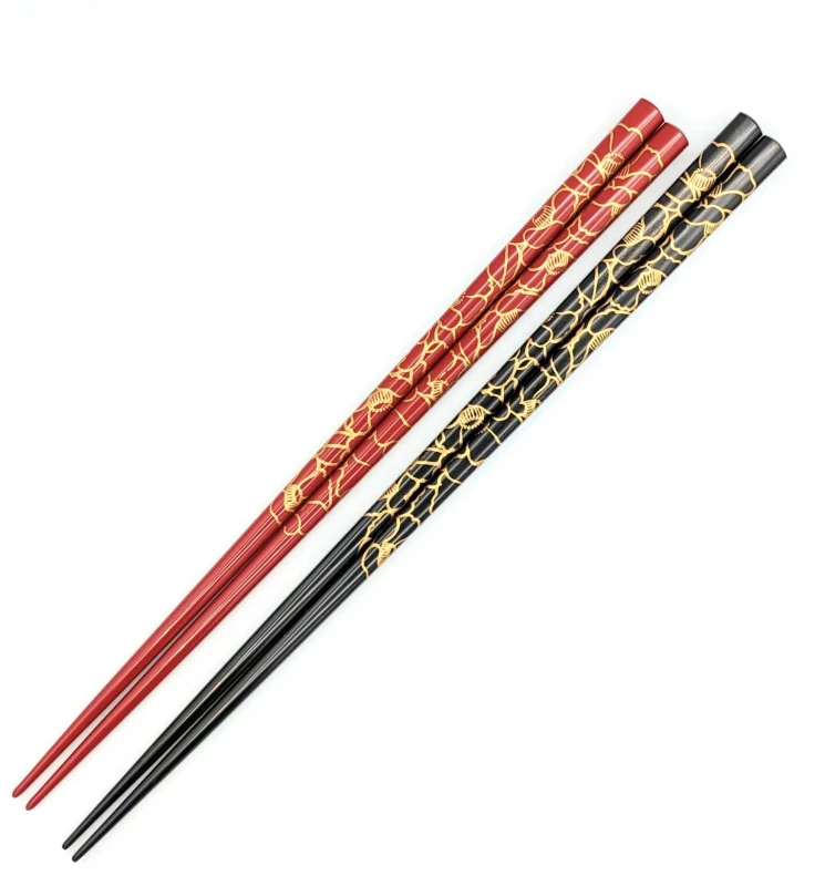 【送料無料】食洗機対応　越前漆器　椿夫婦箸セット【桐箱入】 3枚目