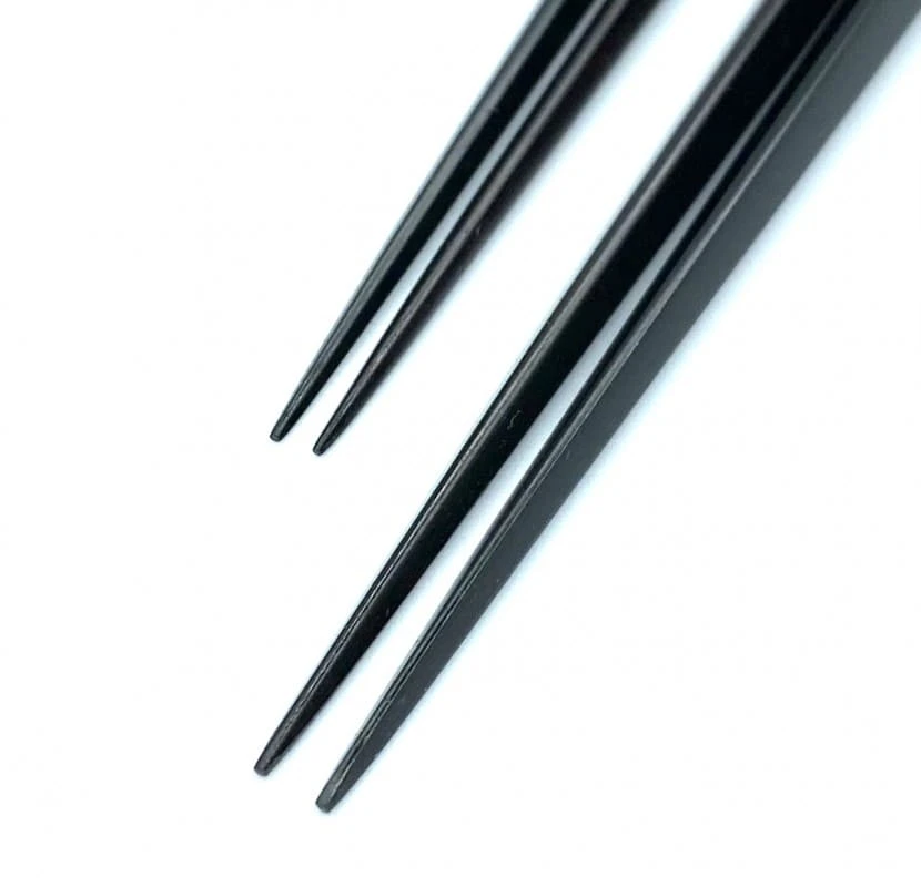 【送料無料】山中塗　縞黒檀三角持ち手梨地　夫婦箸セット【桐箱入】 1枚目
