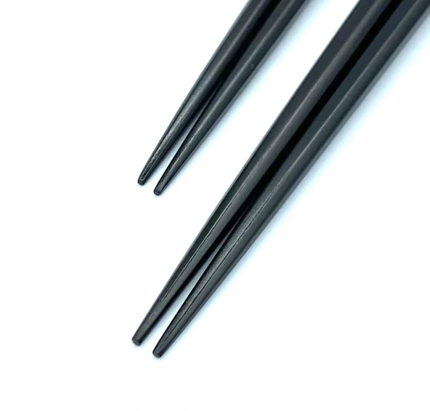 【送料無料】山中塗　縞黒檀八角持ち手金三段市松　夫婦箸セット【桐箱入】 1枚目