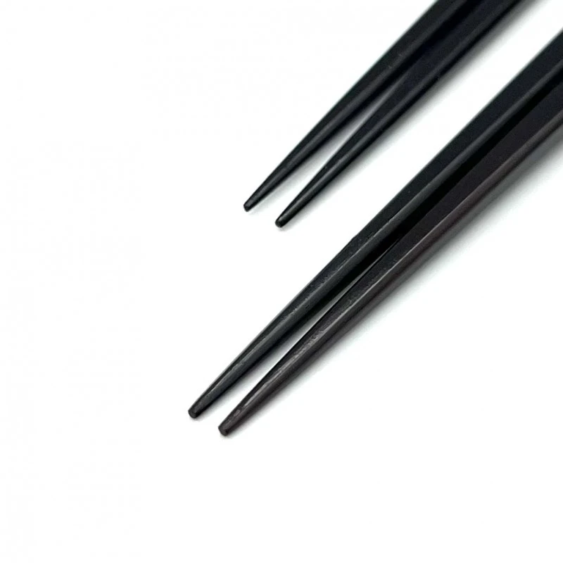 【送料無料】山中塗　黒檀面取りスリ頭四面青貝割貝貼り　夫婦箸セット【桐箱入】 1枚目