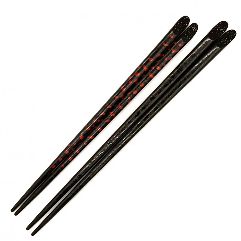 【送料無料】津軽塗　天削ちらし　紋紗　夫婦箸セット【桐箱入】 3枚目