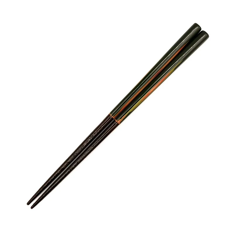 新潟漆器箸　緑(内ピンク)(中) 3枚目