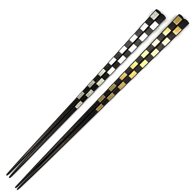 【送料無料】越前漆器　一文字　市松夫婦箸セット【桐箱入】 3枚目