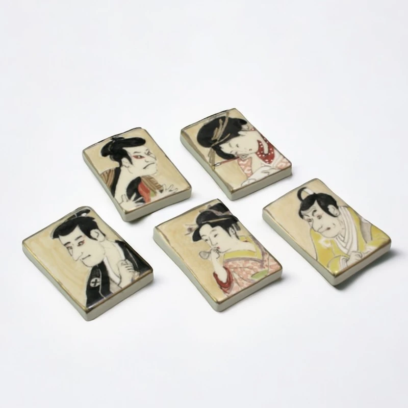 京焼　箸置　浮世絵　5個セット