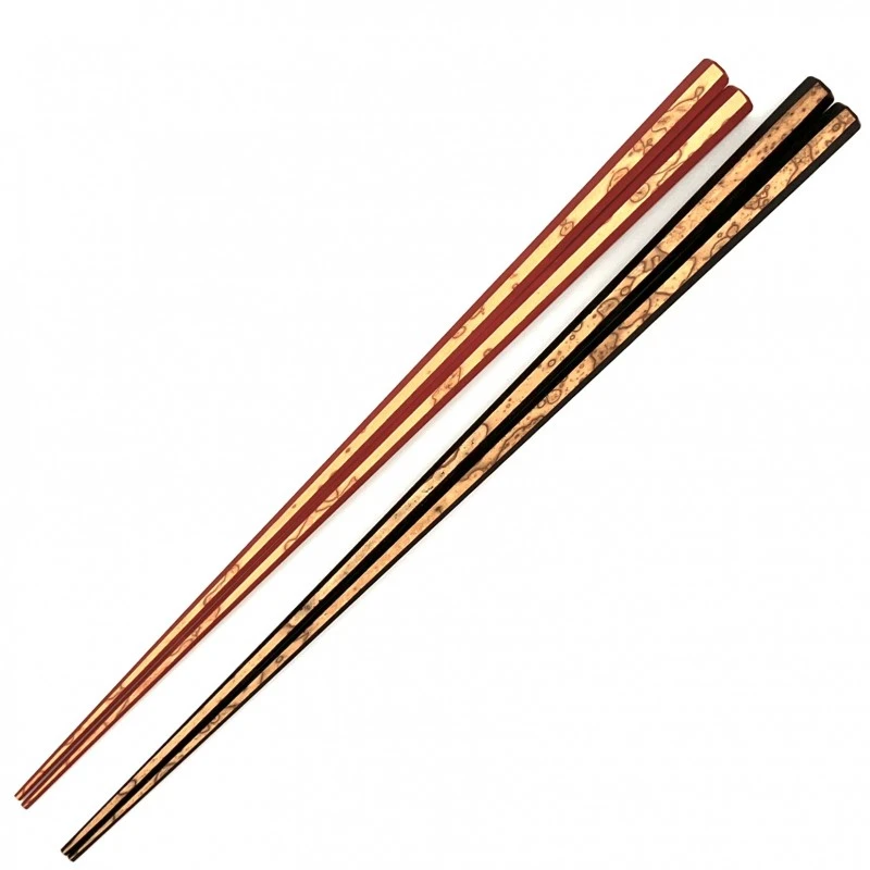 【送料無料】京銘竹　八角本塗り漆箸　紋竹　黒・朱【桐箱入】 3枚目