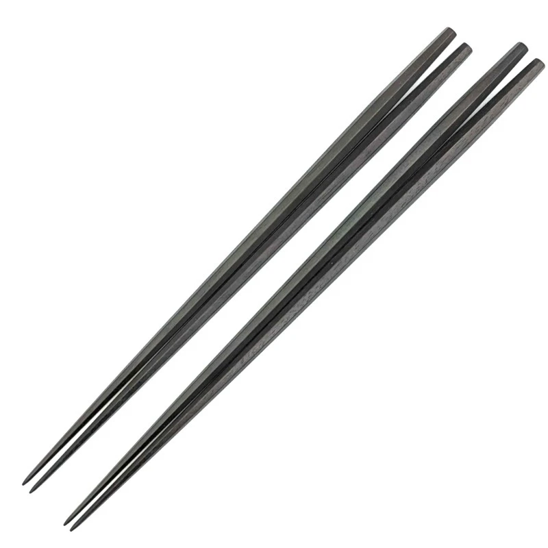 【送料無料】七角利休縞黒檀　夫婦箸セット【桐箱入】 3枚目