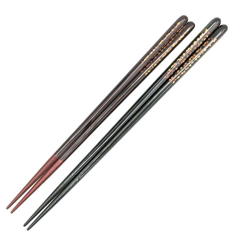 【送料無料】食洗機対応　越前漆器　桜白檀　天丸五角　黒/溜　夫婦箸【桐箱入】 3枚目