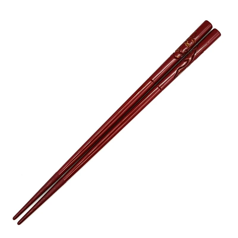 村上木彫堆朱箸　先乾漆　鶴梅　堆朱(中) 3枚目