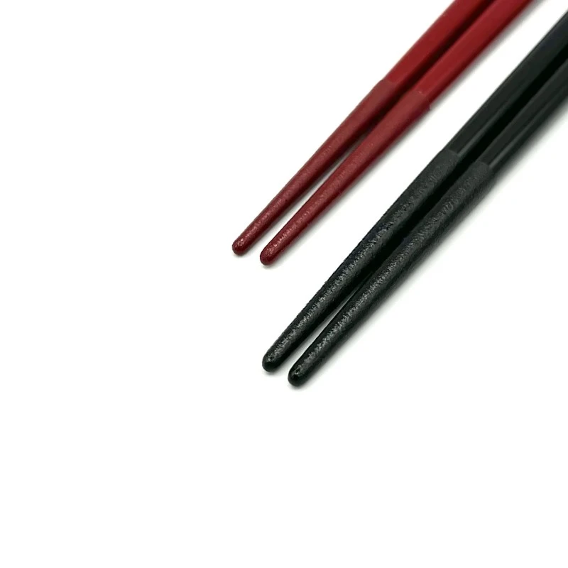 【送料無料】村上木彫堆朱箸　先乾漆　鶴梅　堆黒・堆朱　夫婦箸セット【桐箱入】 1枚目