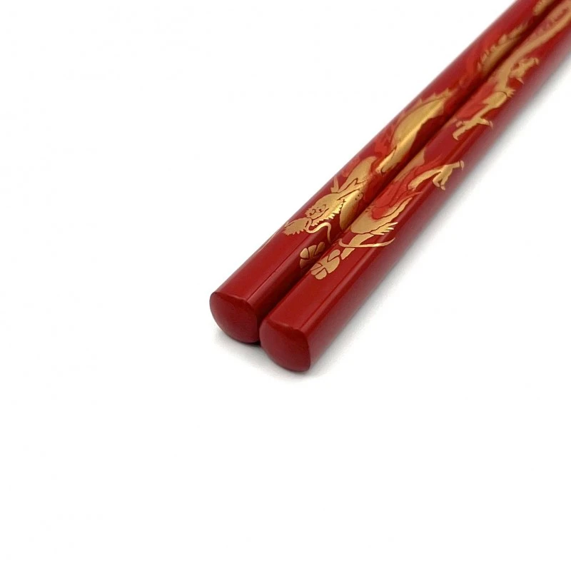 食洗機対応　越前漆器　丸箸　龍（中） 2枚目