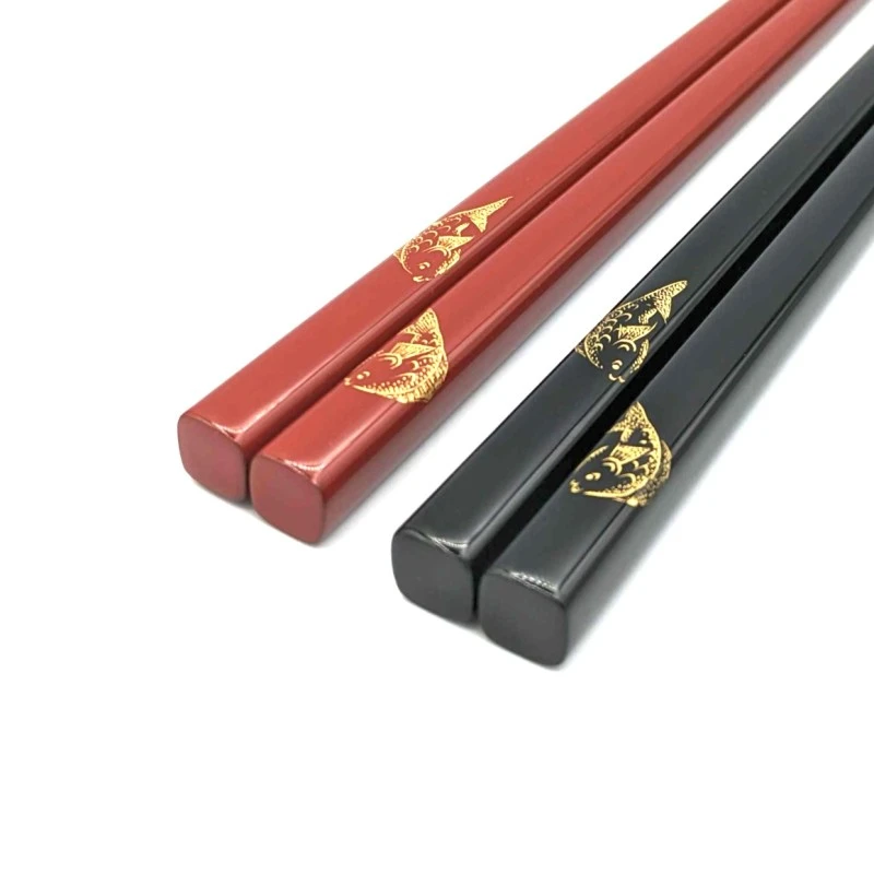 【送料無料】川連塗　沈金　鯛　夫婦箸セット【桐箱入】 2枚目