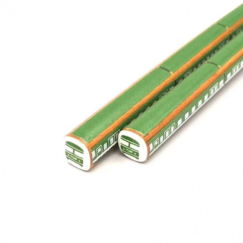 食洗機対応　電車箸　緑　16.5cm 2枚目